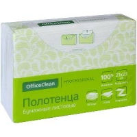 Бумажные полотенца OfficeClean, Professional, Z-сл, 2-х слойные., 190 л/пач, 21*23,  белые.