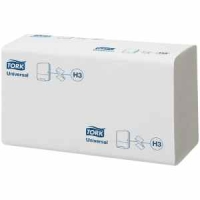 Бумажные полотенца лист. Tork "Universal"(ZZ-сл)(H3) 1 слойн., 250л/пач, 23*23см, белые