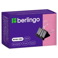 Зажимы для бумаг 19 мм., Berlingo, металлические, черные, 12 шт/уп.