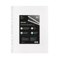 Файл-вкладыш А4, 80 мкм., Deluxe Clear, с пер-ей, вмес-ть 50л., глянец, 100шт\уп.