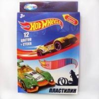 Пластилин 12 цветов Hot Wheels, 120 гр, стека пластиковая