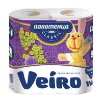 Бумажные полотенца VEIRO Classic 2 сл, 2 рул/упак, белые.